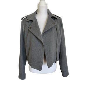 Aeropostale Moto Jacket Women's Size L Large Gray Wool Blend Lined